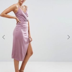 ASOS Bodycon Wrap Midi Dress - Mauve